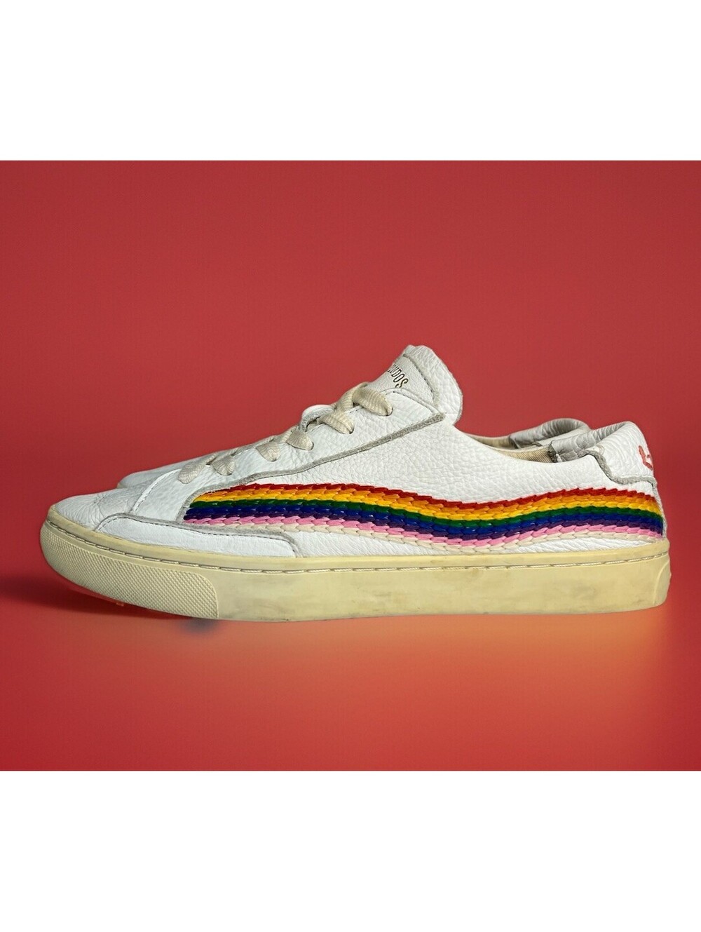 Soludos Rainbow Wave Sneaker RARE!  Good Vibes Embroidered Sz 8.5
